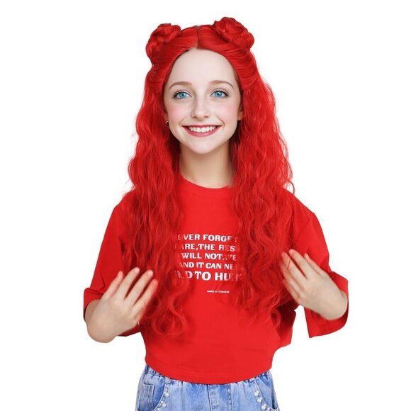 Long Cosplay Wig Breathable Heat Resistant Lightweight Women Red Wavy - Picture 5 of 9